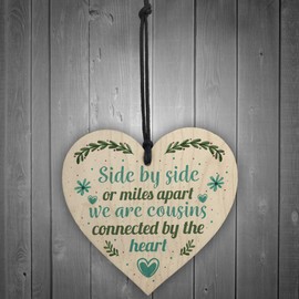 RED OCEAN Cousin Birthday Gift Wooden Heart Chic Plaque Keepsake Family Friend Thank You Love Gift For Her