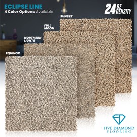 Eclipse Peel and Stick Carpet Tiles, Attached Cushion, Easy DIY Install, Soft Residential Carpet, American Made, Seamless Appearance, Plush, Great for Area Rug (10 Tiles - 22.5 Square Feet, Equinox)