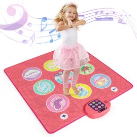 KOMFOTTEU Tanzteppich für Kinder ab 3 Jahren, Musikpad mit 5 Stufen, 9 Tastaturgeräuschen und 9 Demonstrationsliedern, Tanzmatte mit Bildschirm und verstellbarer Lautstärke