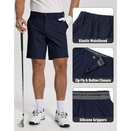 Pioneer Camp Men's Golf Shorts Stretch Golf Half Pants Shorts with 3 Pockets, Navy-new, 34