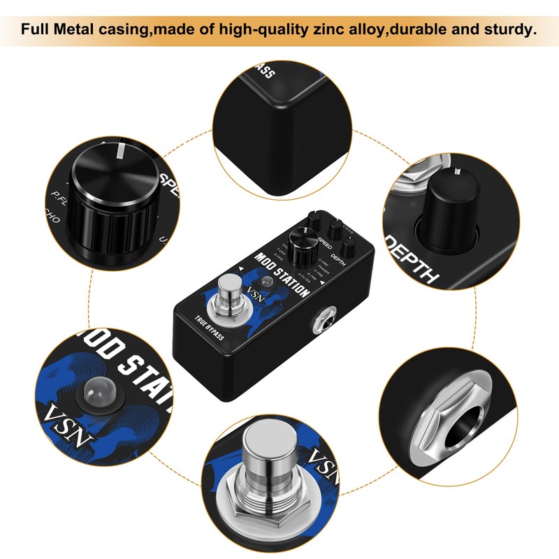 VSN Modulation Pedal for Electric Guitar Pedal Boards, 11 Effects