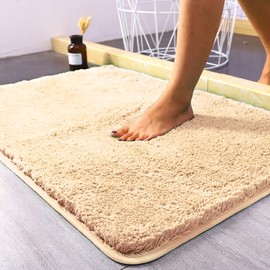 MATENGZIG Non Slip Bathroom Rug, Water Absorbent, Super Plush Bath Mat, Washable Bathroom Mat-20x32, Beige