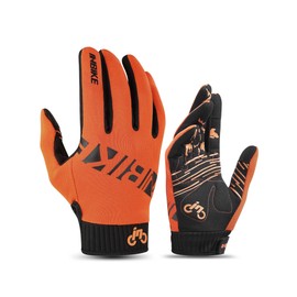 INBIKE Mountain Bike Gloves Cycling for Men MTB Touchscreen Accessories Road Padded Mens Cycle Bicycle Biking Women Full Fingers Glove Orange XL