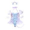 Clearstone Macaron Cat Cosplay Halloween Check Leotard Women's Blue