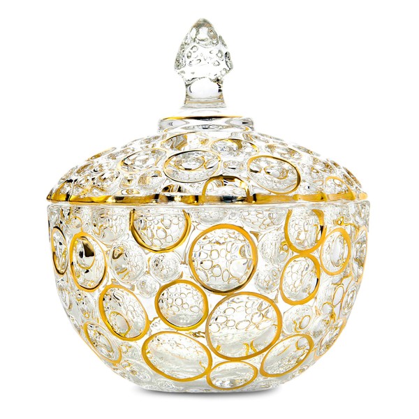 STP GOODS Lisboa Collection Bohemian Style Hand-painted Glass Candy Jar