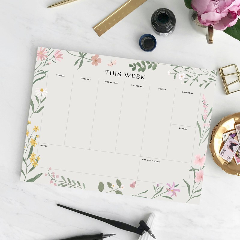 Weekly Planner Pad - 52 Undated Tear Off Sheet Planning