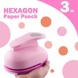 Hexagon Paper Punch 3 Inch - Large Punch for Paper Crafts Hexagon Hole Paper Punchers for Cardstock, Gift Wrapping, Greeting Cards and Scrapbook
