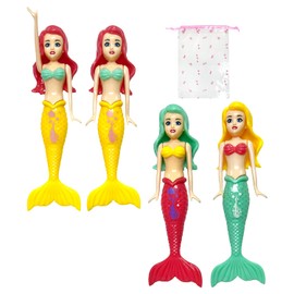 SLEEKEE 4 Mermaid Toys with 1 Storage Bag, Underwater Diving Mermaid, Kids Pool Toy, Underwater Diving Pool Toy Bag, Perfect for Pool Parties and Water Games