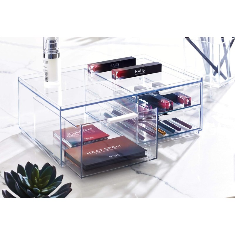 iDesign The Sarah Tanno Collection Wide Plastic Cosmetic Drawer Organizer,
