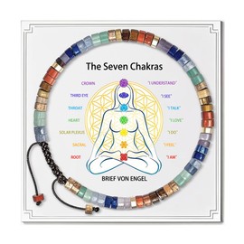 Chakra Bracelets for Women, Healing Crystals Stones Bracelet, 7 Chakras Spiritual Crystal Bracelet Bangle, Yoga Meditation Relax for Womens Anxiety, Stress Relief Gifts For Women, Large, Nature Stone