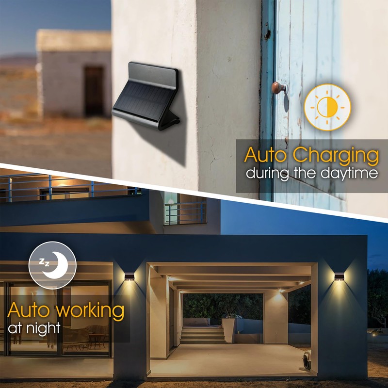 AURAXY Motion Sensor Outdoor Lights, Solar Wall Light with Optical