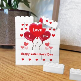 RED OCEAN Happy Valentines Day Gift Building Block, Gift for Boyfriend, Girlfriend, Husband, Wife, Puzzle, Valentines Day For Him, Her, Novelty