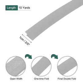 sourcing map 2/5 Inch Double Fold Bias Tape Polyester Continuous Bulk Bias Tape for Sewing,Seaming Quilting Hemming Binding Crafts (Grey 10 Yards)