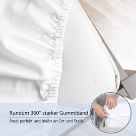LuxClub Spannbettlaken 160x200cm, 100% Jersey Baumwolle bettwäsche mit 30cm Matratzenhöhe Weich und Knitterfrei Bettlaken Weiß