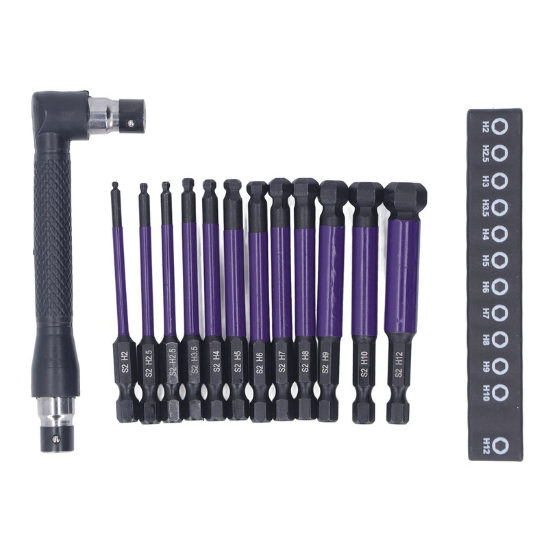 13PCS Set Hex Ball Bit Set 1/4 S2 Alloy Steel