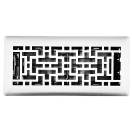 Sierra Grates 4" x 10" Oriental Design Steel Floor Register in Glacier White Finish for Floor l- Decorative Air Vent Covers- Floor Register 4” x 10”