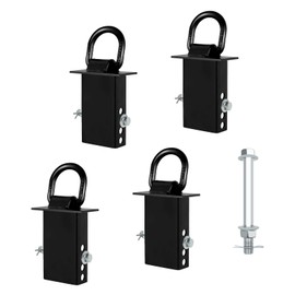 SALUINOKI 4Pack Trailer Stake Pocket D Rings Tie Downs Heavy Duty 18200lbs D-Ring Anchor 1/2 inch, Car Trailer Accessories Black