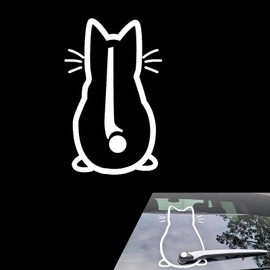Dogary 1 PC Car Rear Wiper Cat Decal, Cute Cat Window Wiper Sticker, Creative Shaped Art Decorative Decal, Suitable for Decorating Car Rear Window Wipers (White)