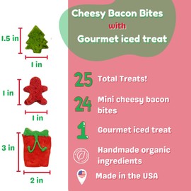 PUPROAR Pooch on a Perch Organic Mini Christmas Dog Treats – Cheesy Bacon Bites, Set of 25 Handmade Gourmet Treats from Organic Ingredients
