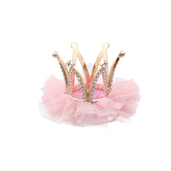 Mobestech Rhinestone Crown Hair Clip for Girls Princess Crown Hair Pin Crystal Tiara Bobby Pins Princess Tiara Hair Barrette for , Deep Pink