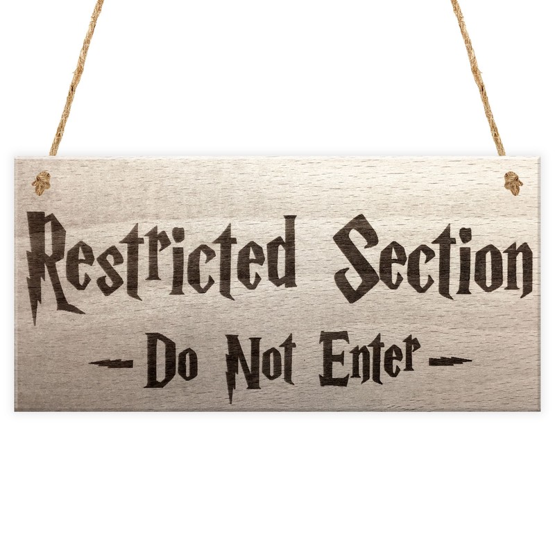 RED OCEAN Restricted Section Do Not Enter Wizardry Hanging Plaque