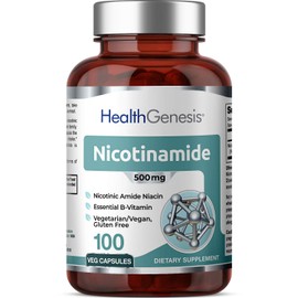B-3 Nicotinamide 500 mg 100 Vcaps - Nicotinic Amide Niacin Natural Flush-Free Vitamin Formula - Supports Skin Cell Health