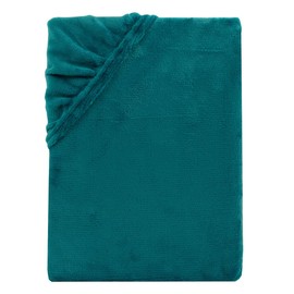 Visaggio Cashmere Touch Plush Fitted Sheet Premium Fluffy Winter Nicky Teddy Plush Fitted Sheet 90 x 200 - 100 x 200 cm Petrol