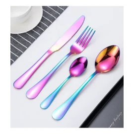 Juego De Cubiertos De Acero Inoxidable 24 Unidades Color Coloful