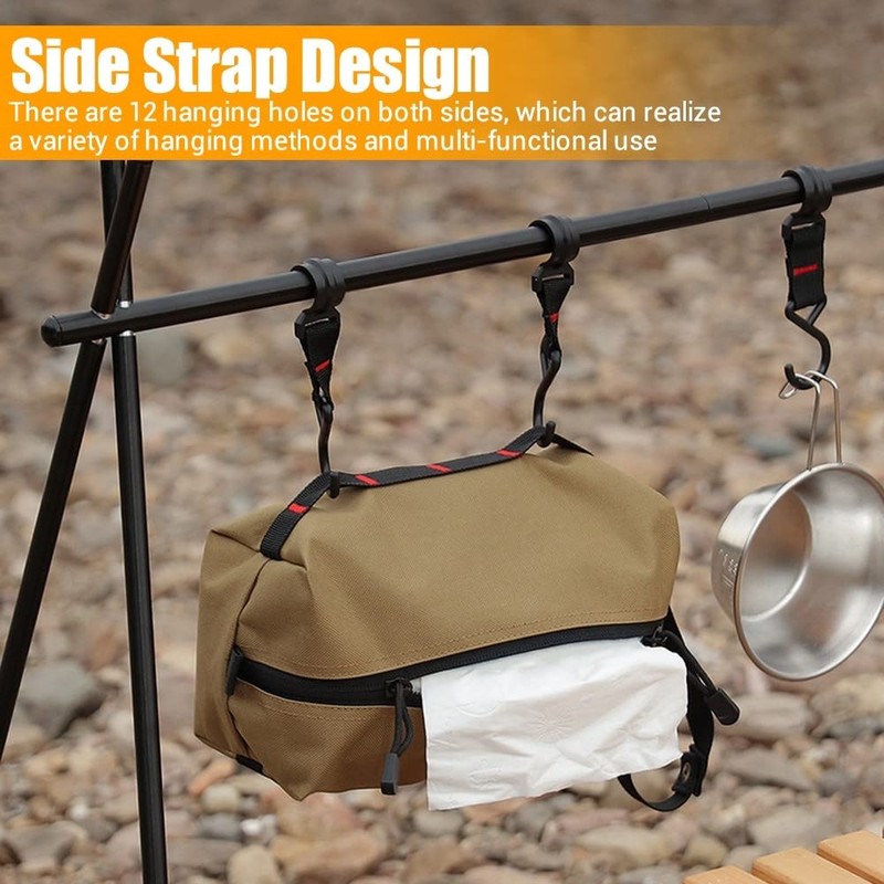Tactical Hanging Tissue Holder,Oxford Cloth Tissue Box Dispenser for Out
