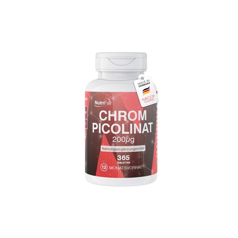 Chrompicolinat 200μg - 365 Tabletten - *normaler Blutzuckerspiegel - Hochdosiert
