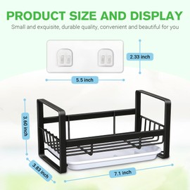 SHFKS Kitchen Sink Caddy, Sponge Holder for Kitchen Sink,Kitchen Sink Organizer,Kitchen Sponge Holder,Dish Sponger Holder,Dish Soap Holder Black