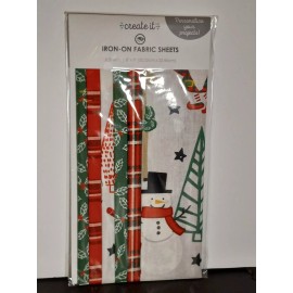 create it NEW GNOME CHECK Iron on fabric 6 sheets 8x9 Cotton CHRISTMAS PLAID HOLLY SNOWMAN