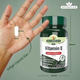 Natures Aid Vitamin E 1000iu - High Strength Natural Antioxidant - Supports Skin, Heart, Eyes, Immune Health & Cell Protection - Non-GMO, Gluten-Free - 30 Softgel Capsules