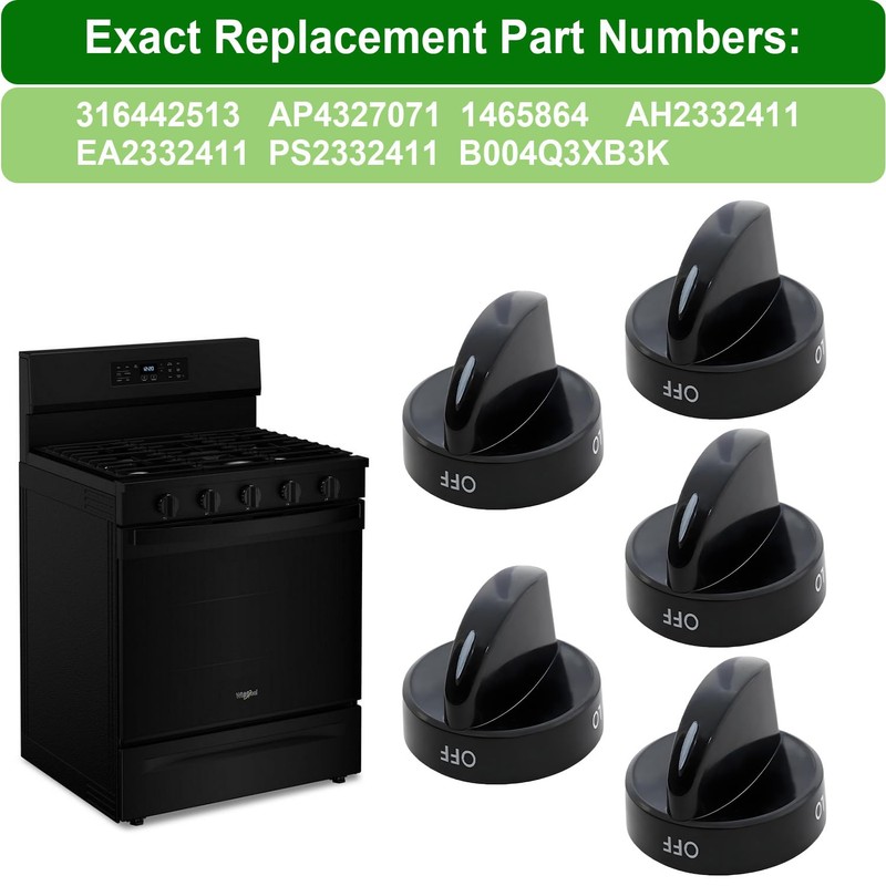 5 Pack 316442513 Range Surface Burner Knobs,Stove Control Knobs Replacement