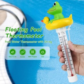 Floating Water Thermometer, Swimming Pool Thermometer, Cartoon Water Temperature Thermometer, Shatterproof Swimming Pool Thermometer with Rope, Suitable for Indoor and Outdoor Hot Tubs, Pools