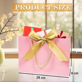 BIHIYII 2Pcs Pink Gift Bags Medium, Valentines Gift Bags for Presents, Birthday Gift Bag, Christening Wedding Bridesmaid Gift Party Bags for Her Him, 28 x 20 x 9 cm