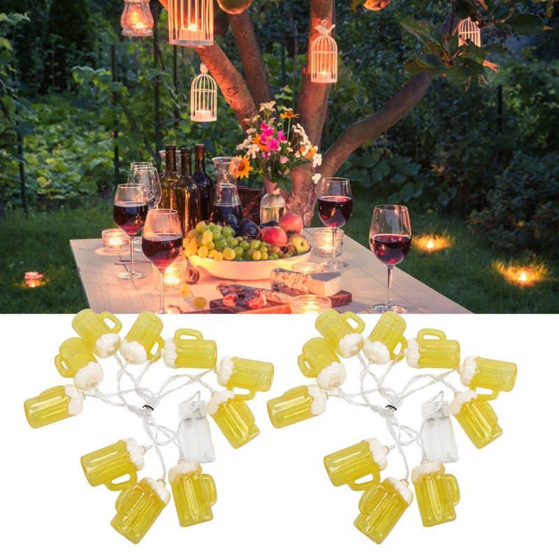 2pcs Beer String Lights 6.5ft 10LED Holiday Party Decorative String