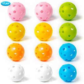 THIODOON Golf Practice Ball Air Flow Hollow Practice Golf Balls 40mm Plastic Golf Balls for Swing Practice Driving Range Home Outdoor Golf Games for Adults Kids 12 Pack (Mixed Color, 12 pcs)