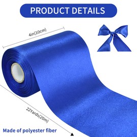 TONIFUL 10 cm x 20 m, Blue ​Ribbon, Wide Gift Ribbon, Large Bow, Satin Ribbon for Car Bow, Grand Opening Ceremony Bows, Roof and Outdoor Decorations, Party Decorations, Chairs, Wedding, Valentine's