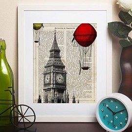 Nacnic London Poster Big Ben Vintage Maps Poster Various Colourful Pictures Without Frame A4 Size