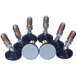 CSFMC Furniture Leveler Swivel Feet (35mm 5/16-18,8 Pack) PTFE(Teflon) Bottom,Threaded Shank Adjustment Pads,Table/Chair/Cabinet/Sofa Medium Legs Leveling,Nuts Installation and Floor Protection