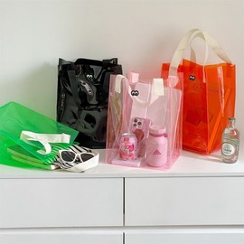 Transparent Beach Tote Bag / See-Through Vacation Swim Bag R31 One Size/Orange Eyes 20ea