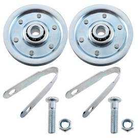 XZW 3-inch Heavy-Duty Garage Door Pulley Kit with 2 Pulleys 2 U-Shaped Forks 2 Sets of Bolts and Nuts 3/8" Arbor 200LB Load Garage Door Parts Kit (Pack of 2)