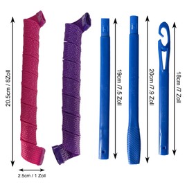 Pack of 40 55 cm Manual Hair Rollers Spiral Curls, DIY Hair Styling Tools for Women (Purple and Pink)