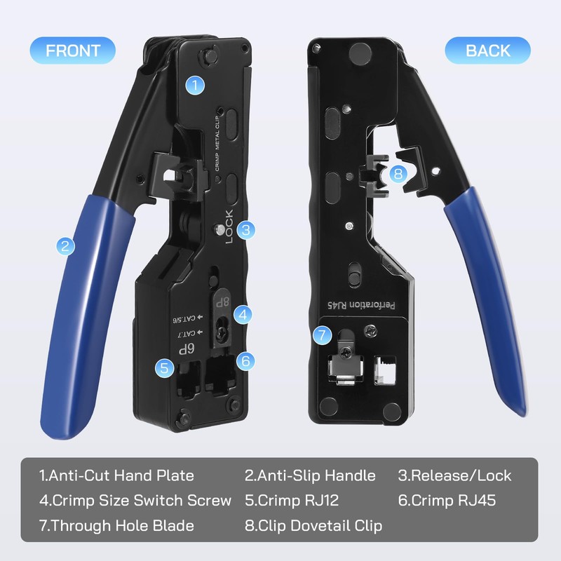 Network Tool Set with 50 x RJ45 Connector Cat7/Cat6a Pass