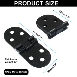 Murtenze 4PCS Black Classic Zinc Alloy Coated Flush Mount 180 Degree Round Edge Hinge for Folding Tables Sewing Machine Table Furniture Accessories (3.1x1.2inch, 6 holes, 55 lbs)