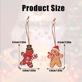 Gingerbread Christmas Ornament,12PCS Wooden Christmas Tree Hanging Pendant,Gingerbread Man Ornaments and Decorations for Xmas Holiday Party Supplies (A Pattern)