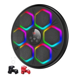 Music Boxing Machine, Smart Bluetooth Boxing Machine for Adults & Kids with 2 Boxing Gloves, 12 Modes/Speeds, Wall Mounted Music Boxing Workout Equipment for Home Office Gym(Black)