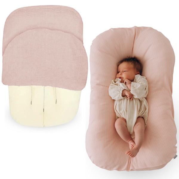 Max&So Baby Lounger Cover for Newborn - Cotton Infant Lounger Pillow Cover Removable Design - Soft Cotton Slipcover for Newborn Lounger Pillow - Baby Nest Cover - Pink - Cover Only