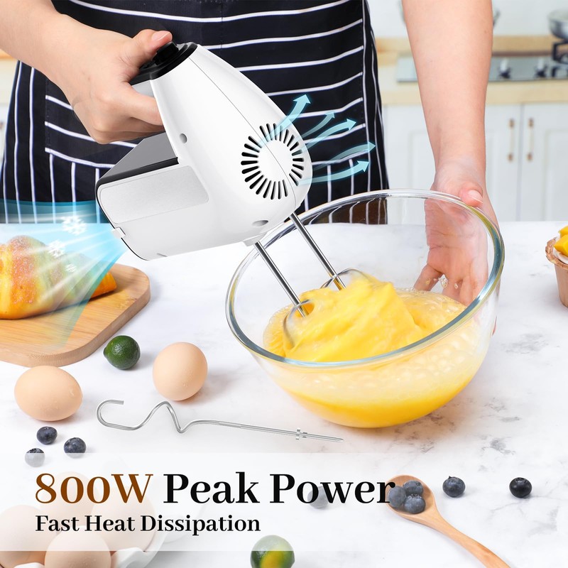 5-Speed Electric Hand Mixer, 800W Handheld Mixer with Turbo for